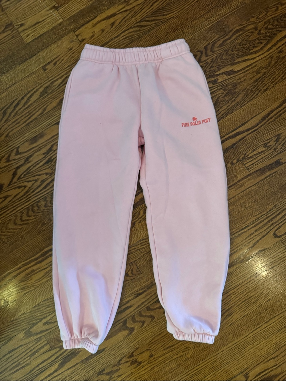 Pink Palm Puff Sweatpants M